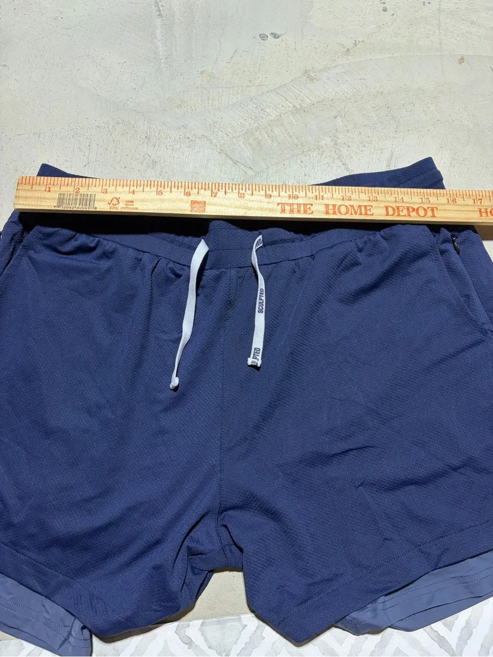 Sculpted platho Navy Athletic Drawstring Shorts liner XL